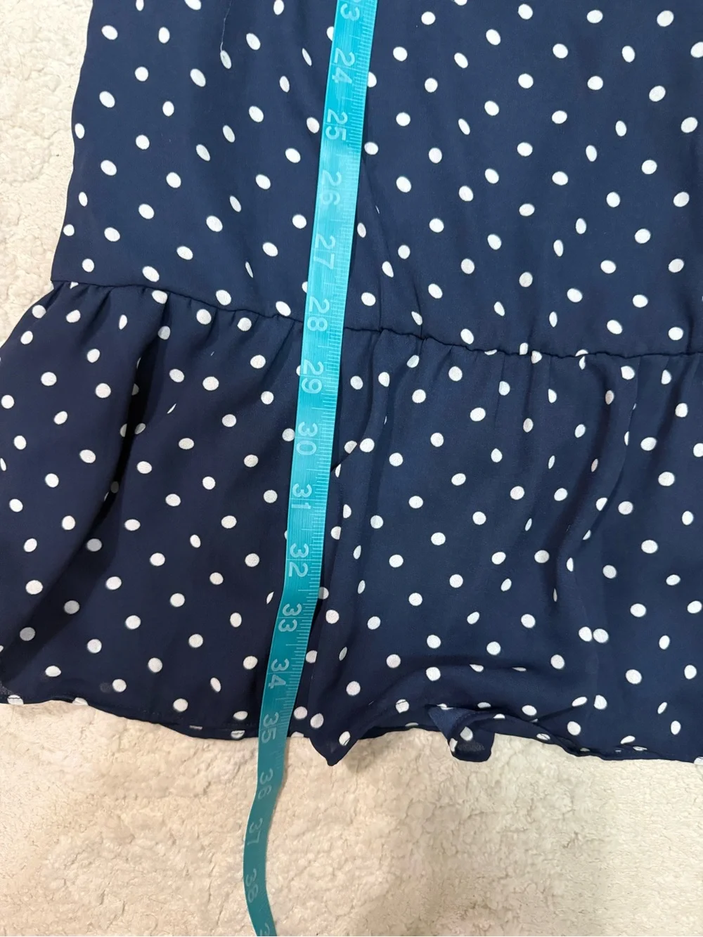 J.Crew Navy White Polka‎ Dot Ruffle Dress XL Mini Shift Flutter Sleeve